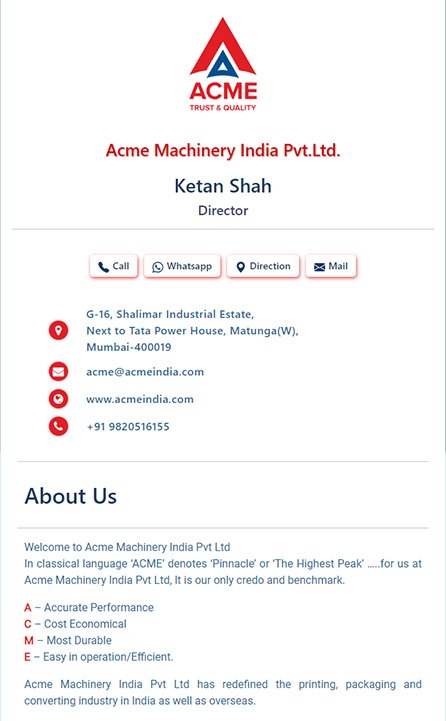 Acme Machinery India PVT. LTD